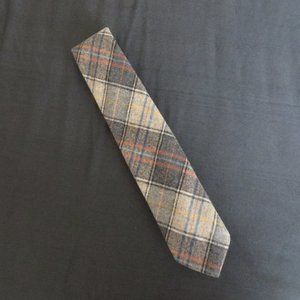Pendleton Blue Tan Gray Plaid Tie 100% Virgin Wool